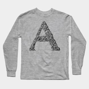 Vintage Initial Letter Lettering Alphabet A Long Sleeve T-Shirt